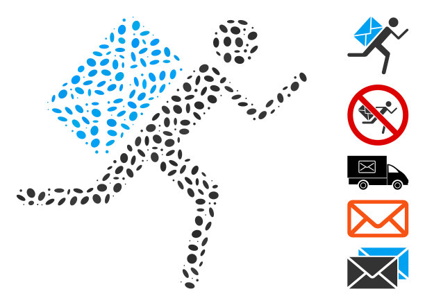 椭圆形拼贴邮件信使图片下载