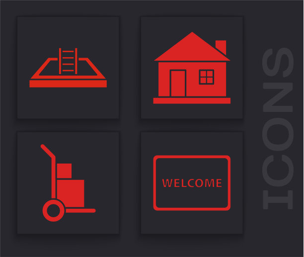 设门垫与文字欢迎游泳池图片下载