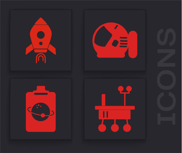 将火星探测器火箭飞船与火宇航员图片下载