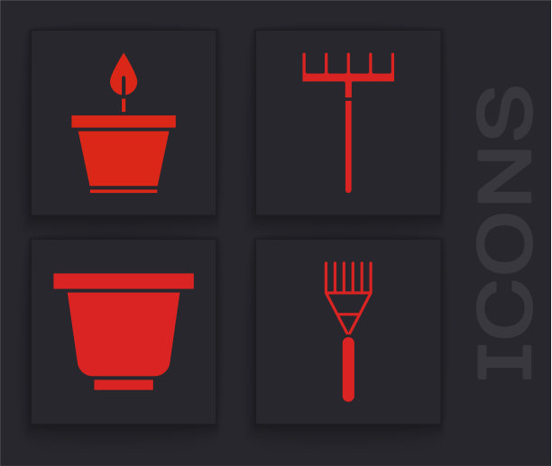 在花盆中设置园耙植物和园耙图片下载