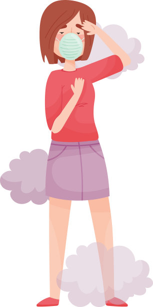 年轻女子戴着安全口罩，因为空气不好图片下载