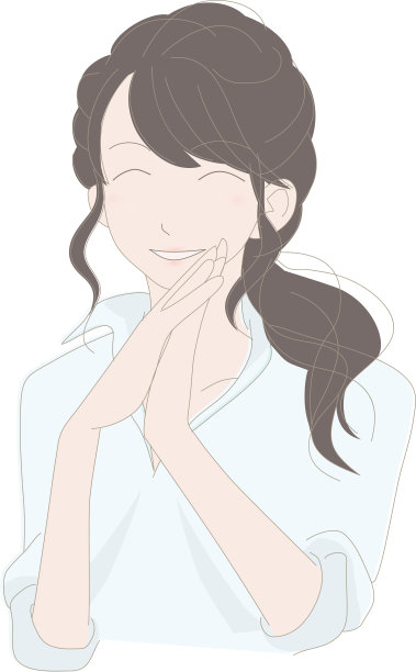 一个微笑的女人与她的手在一起微笑的插图图片下载