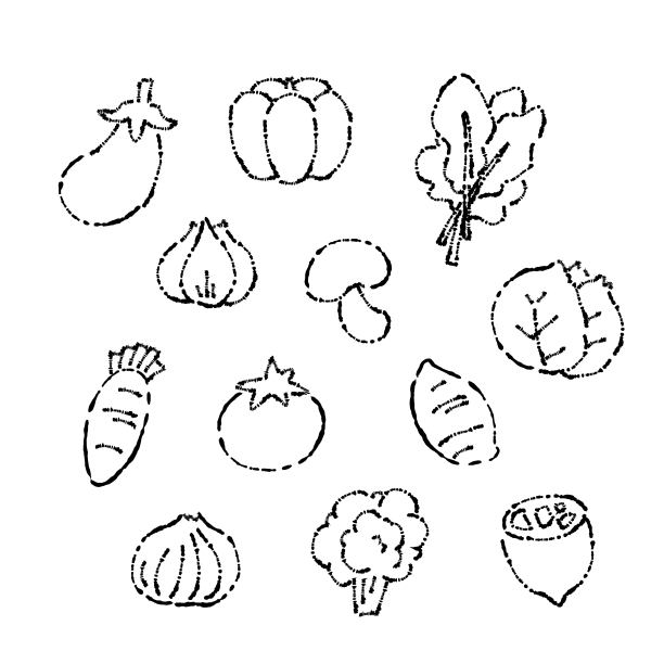 手绘简单和可爱的蔬菜图标插图集图片下载