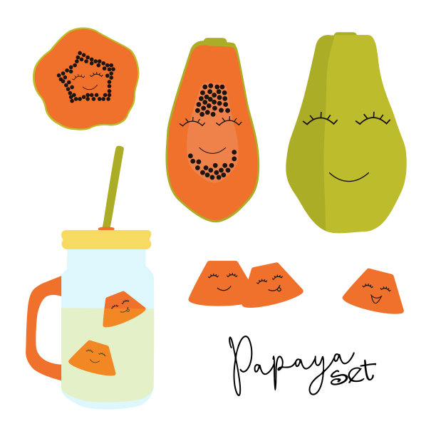 可爱的木瓜图案的织物图片下载