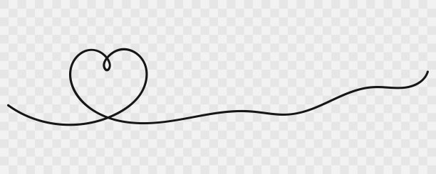 手绘心形插图。矢细线心。透明背景。图片下载
