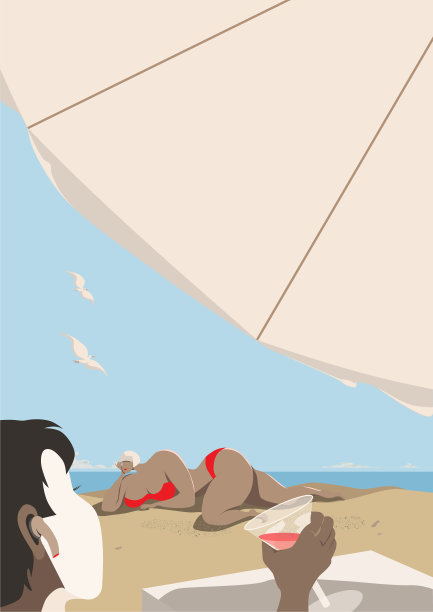 一对情侣在热带海滩上休息图片下载