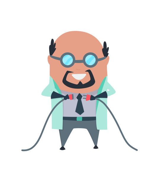 穿着实验服戴着深色橡胶手套的疯狂教授图片下载