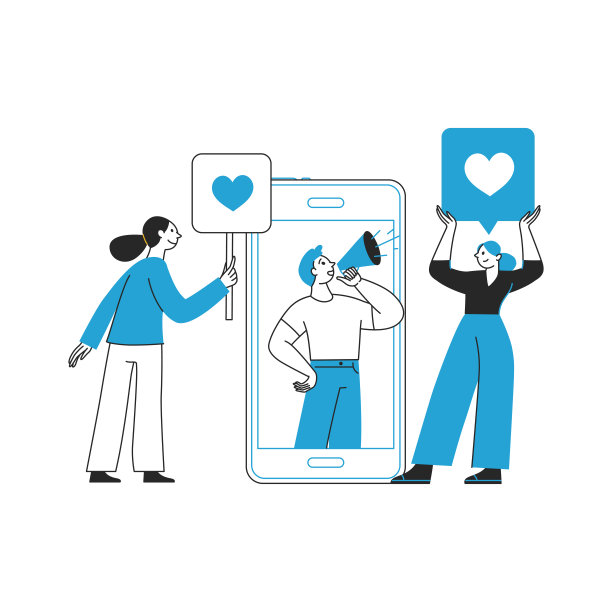 矢量插图在平面简单的风格与人物-影响者营销概念图片下载