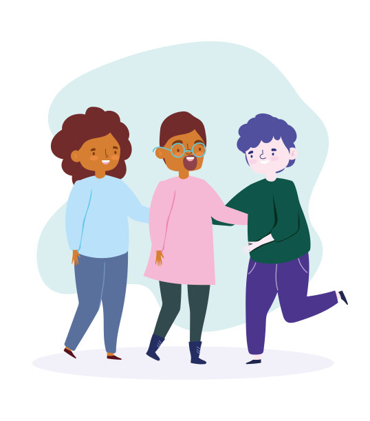 庆祝青春节快乐卡通人物青年男女在一起图片下载