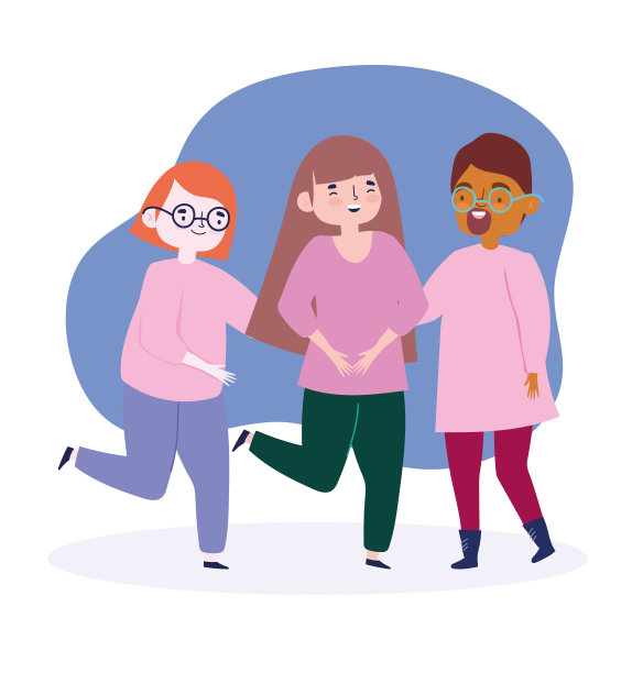 庆祝青春节快乐卡通人物青年男女在一起图片下载