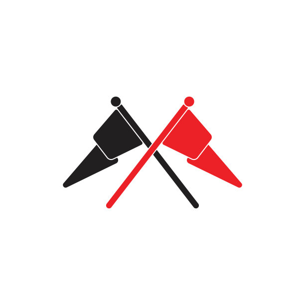 抽象字母M交叉旗帜设计Logo图片下载