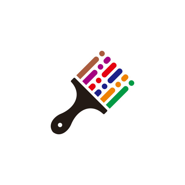 彩色油漆笔刷象征几何线条标志图片下载