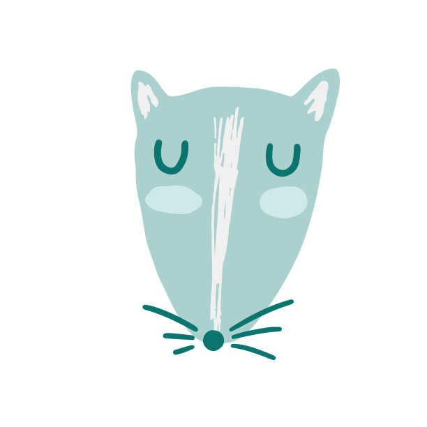 白色背景上的鼠头矢量。可爱的手绘卡通动物。平面元素为您的设计，完美的卡片，贴纸，海报，包装，t恤印花或婴儿布。图片下载