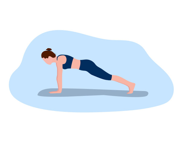 瑜伽姿势的女人。积极健康的生活方式理念，时间管理的概念。锻炼身体的柔韧性。矢量扁平插图。适用于网站设计、指南、宣传单图片下载