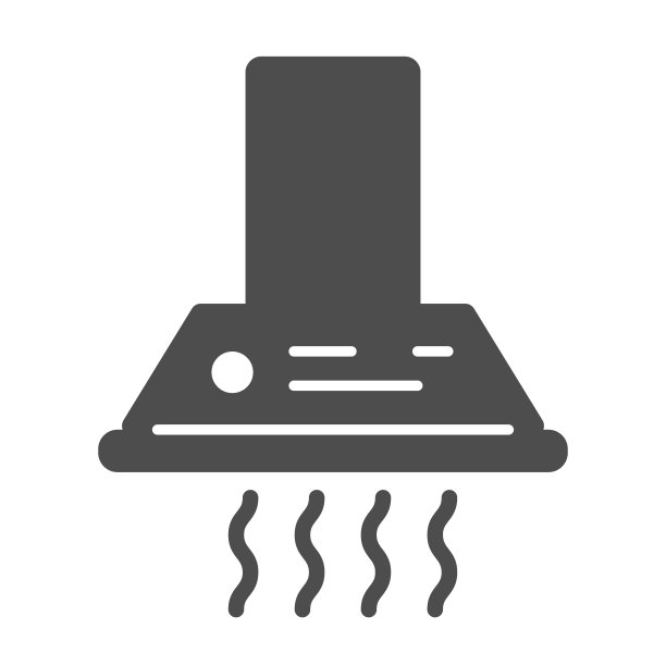 炊具罩固体图标，厨房电器概念，提取标志在白色背景，炊具罩图标在移动概念和网页设计的象形风格。矢量图形。图片下载