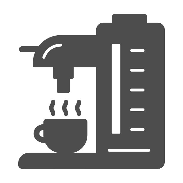 咖啡机固体图标，厨房设备概念，咖啡机标志在白色背景，咖啡机图标在移动概念和网页设计的象形风格。矢量图形。图片下载