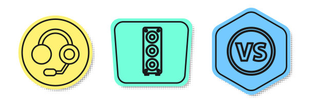 设线耳机、立体声扬声器和对讲机图片下载