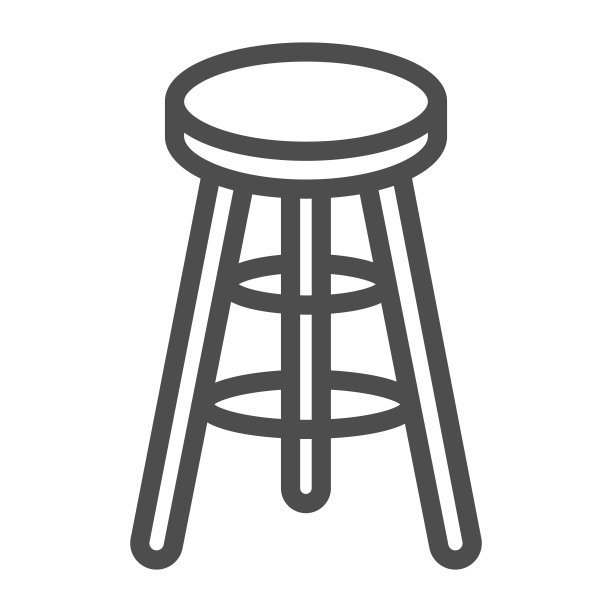 酒吧凳子线条图标，厨房家具概念，酒吧椅子标志上的白色背景，高椅子图标轮廓风格的移动概念和网页设计。矢量图形。图片下载