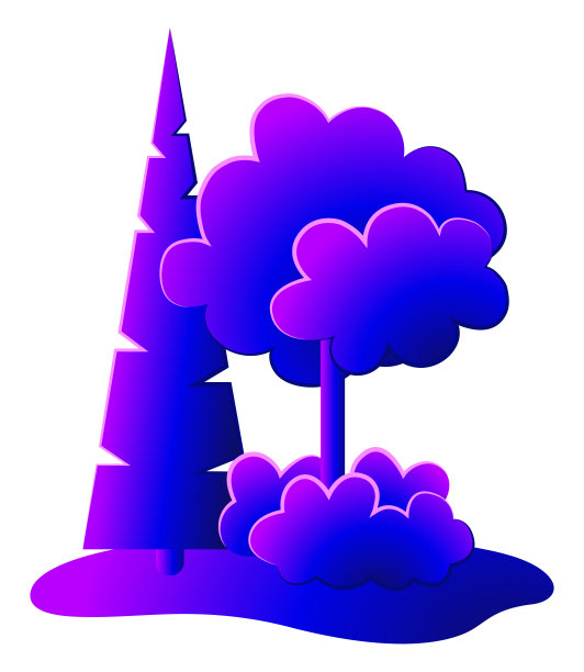 夜晚的大自然。白色背景上的孤立森林。夏天的公园。图片下载