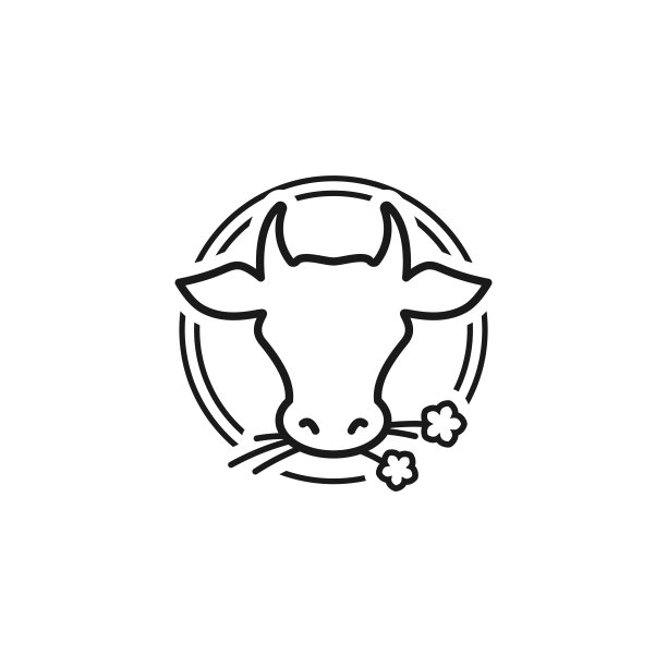 牛的头。行图标。农场动物。牛肉、牛奶、乳糖象征。图片下载