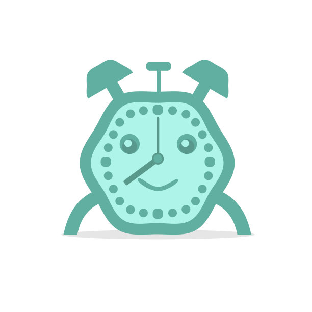 闹钟绿色。平面矢量插图在白色背景。图片下载