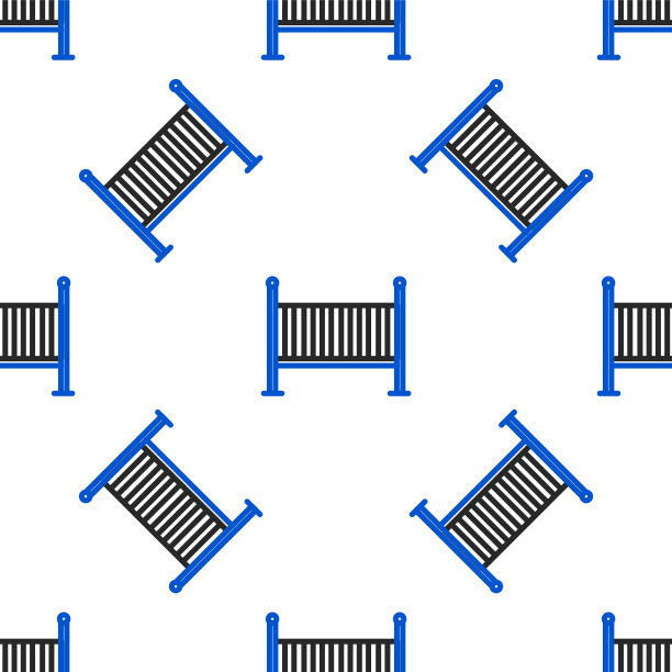 线婴儿摇篮摇篮床图标孤立无缝模式上的白色背景。色彩斑斓的轮廓的概念。向量图片下载