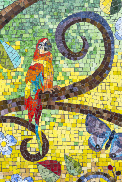 彩色马赛克艺术品特写图片下载