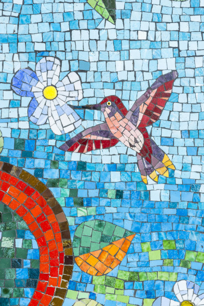 彩色马赛克艺术品特写图片下载
