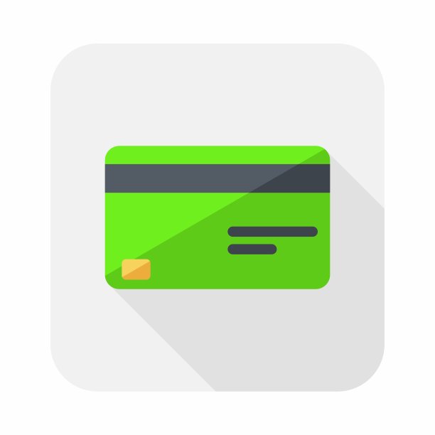 信用卡绿色图标矢量隔离。图片下载