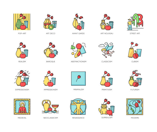 艺术运动RGB颜色图标集图片下载