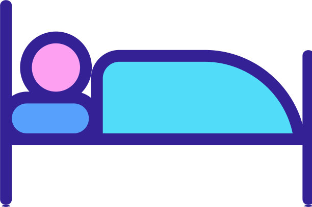 男子躺在床上，图标孤立轮廓图片下载