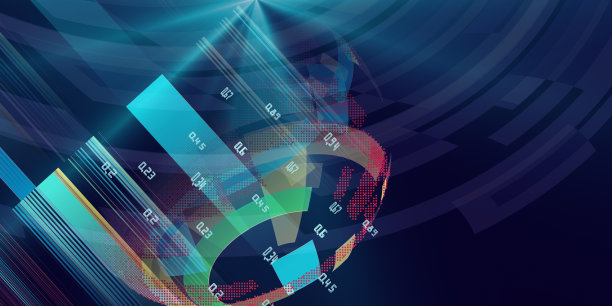 抽象插图与透明球体从颜色矩形和点在黑暗的背景。构造球体线框，技术，新闻或全球抽象横幅。带有模糊色线效果的球体呈现。大数据。图片下载