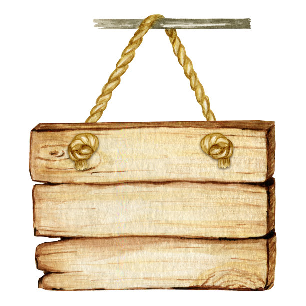 水彩木招牌，空空白孤立。一套古老的，复古的手绘木材横幅，木板，木板。插图与文字空间。寻路信息的标志。图片下载