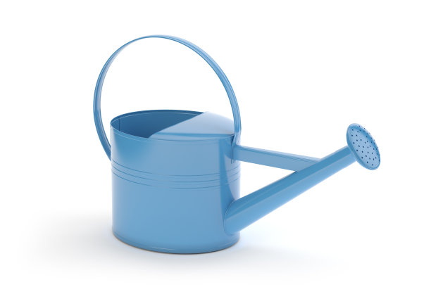 蓝色浇水罐孤立在白色，3d插图图片下载