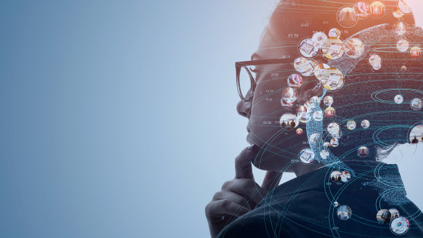 AI(人工智能)概念。通信网络。图片下载