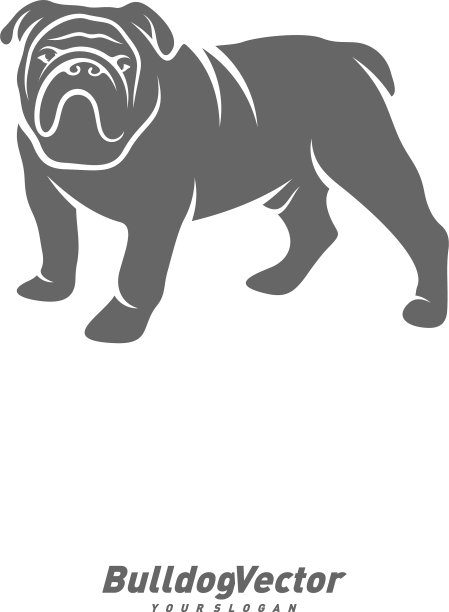 牛头犬标识设计模板剪影图片下载