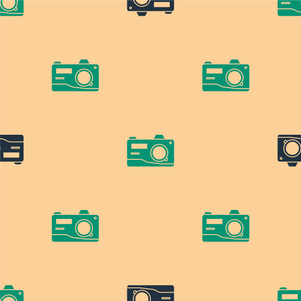 绿色和黑色照片相机图标隔离图片下载