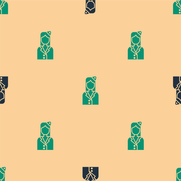 绿色和黑色的空姐图标隔离无缝图片下载