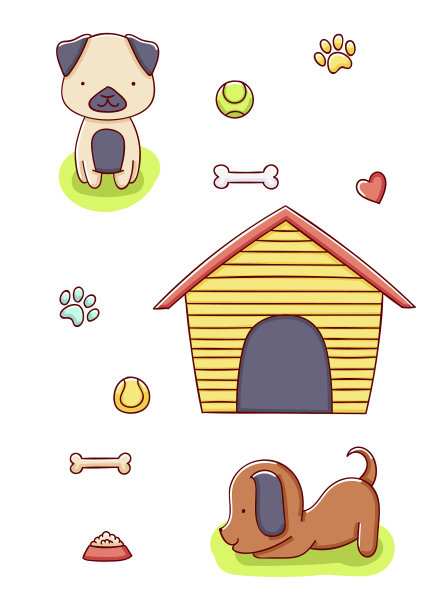 图案狗卡哇伊可爱的手画孤立上图片下载