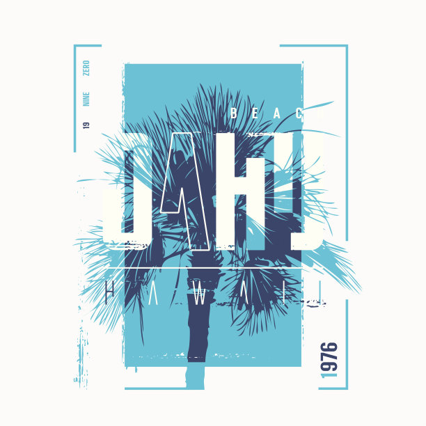 夏威夷瓦胡岛海滩矢量t恤设计，海报，印刷图片下载