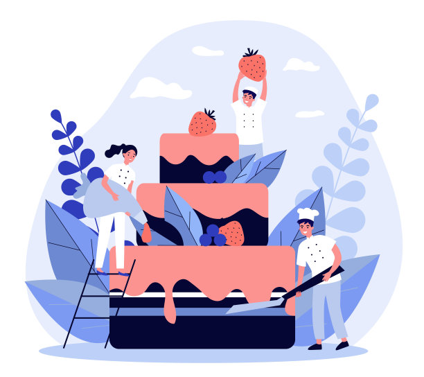 糕点师在做大生日蛋糕图片下载