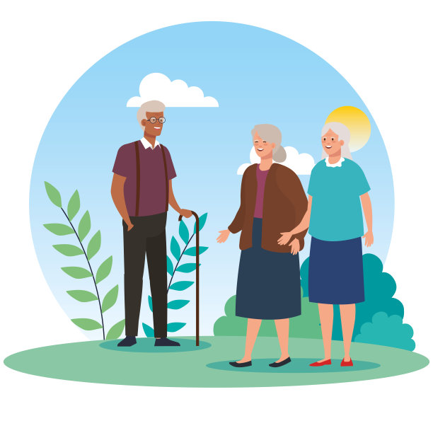 公园矢量设计的祖母和祖父角色图片下载