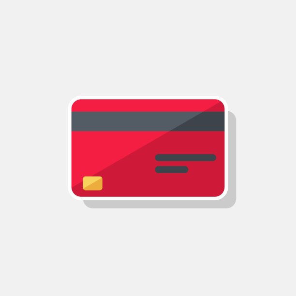 信用卡红白描边+阴影矢量孤立图标。图片下载