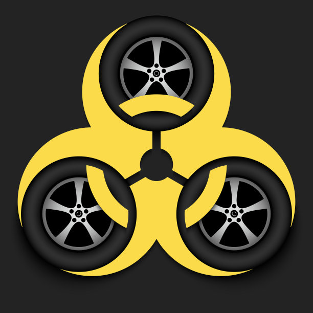 带车轮的生物危害标志图片下载