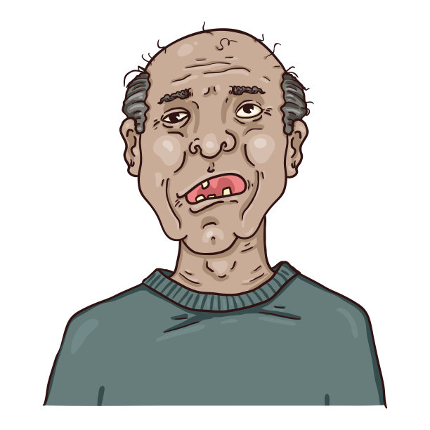 矢量卡通人物-无牙的老人。图片下载