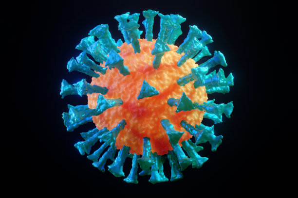 冠状病毒又称Covid-19病毒可视化孤立黑色图片下载
