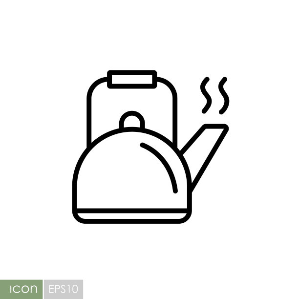 露营金属水壶矢量图标，徒步旅行标志图片下载