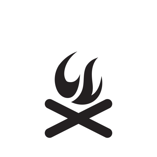 白色背景下的篝火木柴图标图片下载