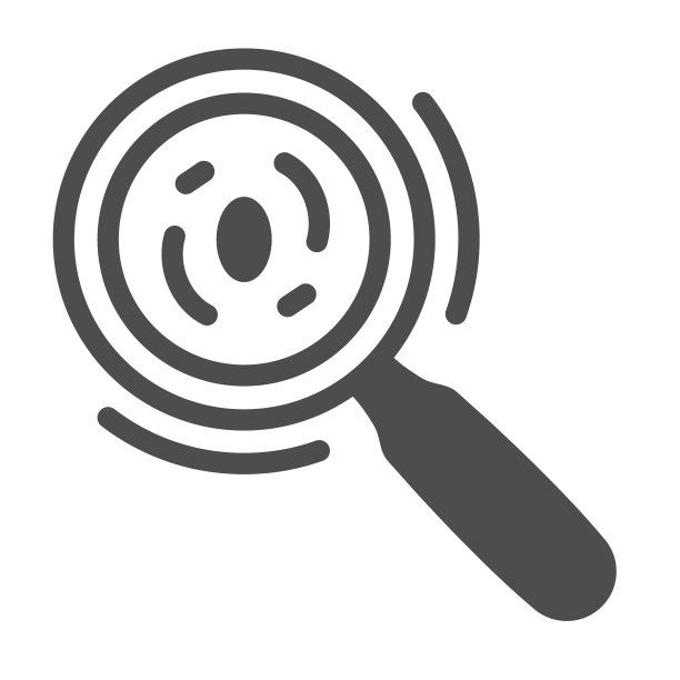 放大镜下的微生物线图标，科学概念，白色背景上的放大镜下的细菌和细菌标志，轮廓上的放大镜下的病毒图标。向量图形。图片下载