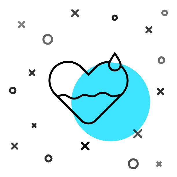 黑线心脏治疗图标孤立在白色背景。随机动态形状。矢量图图片下载